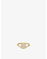 Indigo Lune - Gia 18Ct-Plated Stainless-Steel And Cubic-Zirconia Ring - Lyst