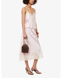 evra lace trim georgette midi dress Reformation Evra Lace Trim Georgette Midi Dress in Purple