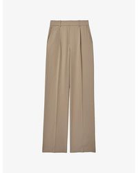 Reiss - Eden Elasticated-Waist Wide-Leg Twill Trousers - Lyst