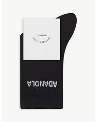 ADANOLA - Logo-Print Ribbed Cotton-Blend Socks - Lyst