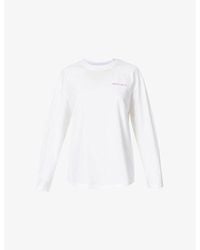 Sweaty Betty - Logo-Print Long-Sleeved Cotton T-Shirt - Lyst