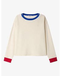 Sandro - Round-Neck Contrast-Trim Wool-Blend Jumper - Lyst
