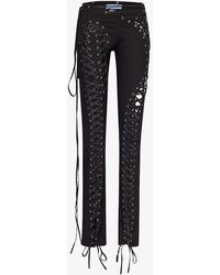 DI PETSA - Siren Laced Straight-leg High-rise Stretch-cotton And Recycled-polyester Blend Trousers - Lyst