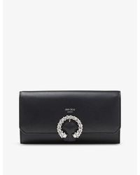 Jimmy Choo - Crystal Embellished-buckle Leather Wallet-on-chain - Lyst