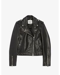 Claudie Pierlot - Silver-tone-hardware Zip-embellished Regular-fit Leather Jacket - Lyst