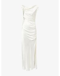 Shona Joy - La Lune Gathered Draped Satin Maxi Dress - Lyst
