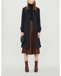 Sandro Pleated-panel Twill Trench Coat - Blue