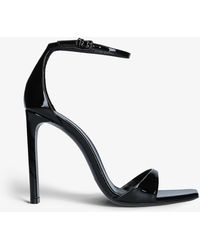 Saint Laurent Bea 90 Patent-leather Heeled Sandals - Black