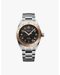 Longines - L3.803.5.53.6 Spirit Zulu Time 1925 Stainless-Steel And 18Ct Rose Cap 39Mm Automatic Watch - Lyst