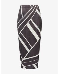 Pleats Please Issey Miyake - Fold Line Pleated Knitted Midi Skirt - Lyst