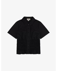 OMNES - Merida Shirred-Panel Short-Sleeve Cotton Blouse - Lyst