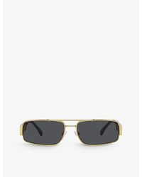 Versace - Ve2257 Greca-hardware Rectangle-frame Metal Sunglasses - Lyst