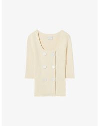 Claudie Pierlot - Double-Breasted Ribbed Knitted Cardigan - Lyst