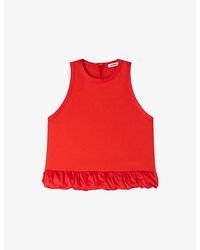Sandro - Bow-Back Ruffle-Hem Cotton Top - Lyst