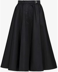 Prada - Re-nylon Logo-plaque High-rise Pleated Skirt - Lyst
