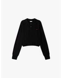 Sandro - Long-Sleeved Branded Wool-Blend Polo Shirt - Lyst