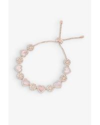 Apm Monaco - Heart And Dot 18ct -plated Brass, Zirconia And Pink Nacre Bracelet - Lyst