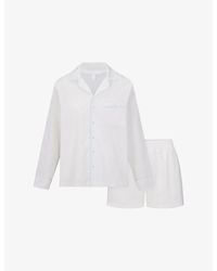 Skims - Sleep Long Sleeve Top And Boxer Cotton-Poplin Set - Lyst