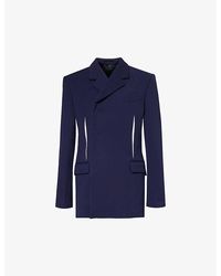 Ferragamo - Double-breasted Contrast-embellished Regular-fit Stretch-woven Jacket - Lyst