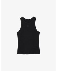 Sandro - Round-Neck Sleeveless Cotton T-Shirt - Lyst