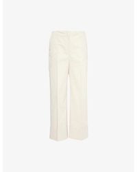 Theory - Pressed-crease Wide-leg Mid-rise Stretch-cotton Trousers - Lyst