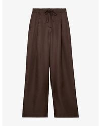 Reiss - Aliana Drawstring-Waist Wide-Leg Silk Trousers - Lyst
