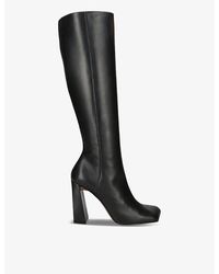AMINA MUADDI - Marine Square-toe Leather Heeled Knee-high Boots - Lyst