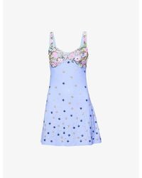 Oceanus - Midnight Star Beaded Mesh Mini Dress - Lyst