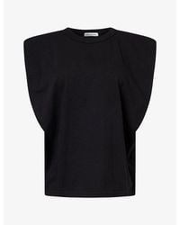 Frankie Shop - Eva Padded-Shoulder Cotton-Jersey T-Shirt - Lyst