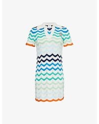 CASABLANCA - Wavy Crochet Striped Cotton-Knit Mini Dress - Lyst