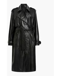 AllSaints - Hendry Relaxed-Fit Longline Leather Trench Coat - Lyst