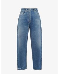 Prada - Faded-Wash Relaxed-Fit Tapered-Leg High-Rise Jeans - Lyst