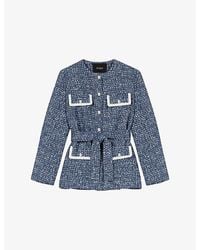 Maje - Four-Pocket Belted Tweed Jacket - Lyst