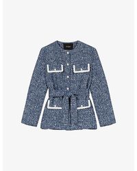 Maje - Four-Pocket Belted Tweed Jacket - Lyst