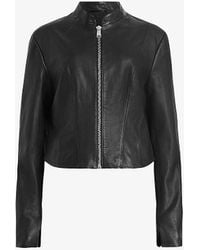 AllSaints - Sadler Slim-fit Leather Jacket - Lyst