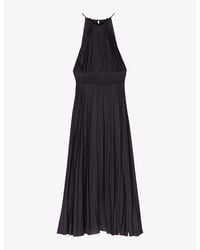 Maje - Villy Halter-Neck Pleated Satin Maxi Dress - Lyst