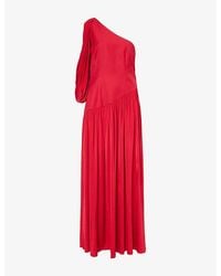 Abadia - Gwyneth Asymmetric Wool-Blend Maxi Dress - Lyst