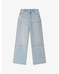 Sandro - Straight-Leg Crystal-Embellished Faded Denim Jeans - Lyst