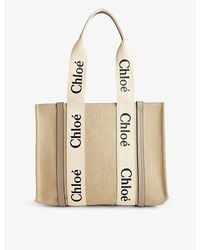 Chloé - Woody Medium Linen Tote Bag` - Lyst