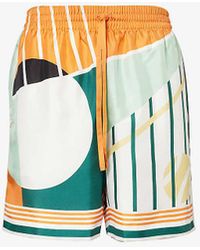 Casablancabrand - Court Abstract-print Silk Shorts X - Lyst