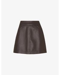 Whistles - A-Line High-Rise Leather Mini Skirt - Lyst