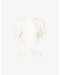 Victoria Beckham - Bela Open-Sleeve Satin Top - Lyst