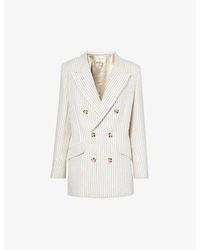 FRAME - Double-breasted Peak-lapel Regular-fit Cotton And Linen-blend Blazer - Lyst