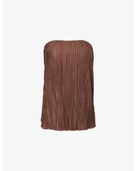 4th & Reckless - Olivia Plisse Woven Bandeau Top - Lyst