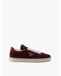 Prada - Triangle-Logo Suede Low-Top Trainers - Lyst