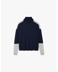 The White Company - Funnel-Neck Colour-Block Wool And Cashmere-Blend Jumper - Lyst