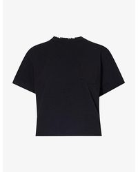 Sacai - Floral-pattern Pleated-back Cotton-jersey T-shirt - Lyst