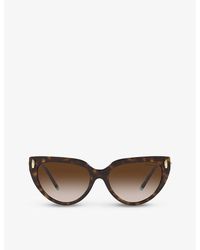 Tiffany & Co. - Tf4195 Cat-eye Brand-embellished Tortoiseshell Acetate And Metal Sunglasses - Lyst