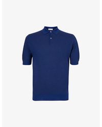 John Smedley - Ribbed-trim Short-sleeve Merino-wool Knitted Polo Shirt X - Lyst