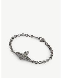 Vivienne Westwood - Mini Bas Relief Gunmetal-tone And Swarovski Crystal Chain Bracelet - Lyst